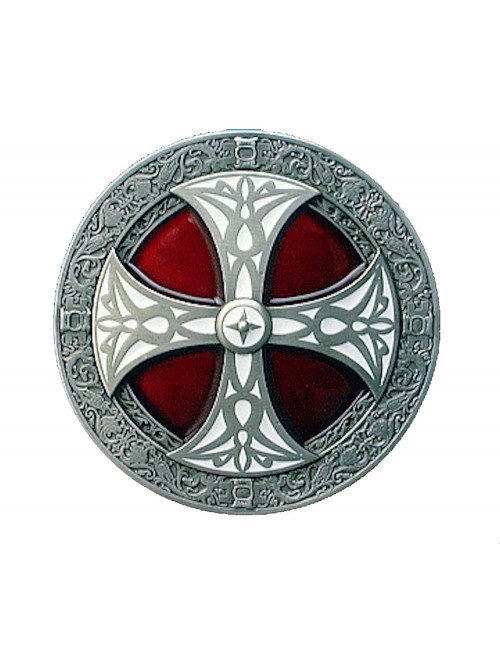 NORSE CROSS - RED - WHITE BELT BUCKLE