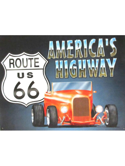 Route 66 Roadster Metal Sign