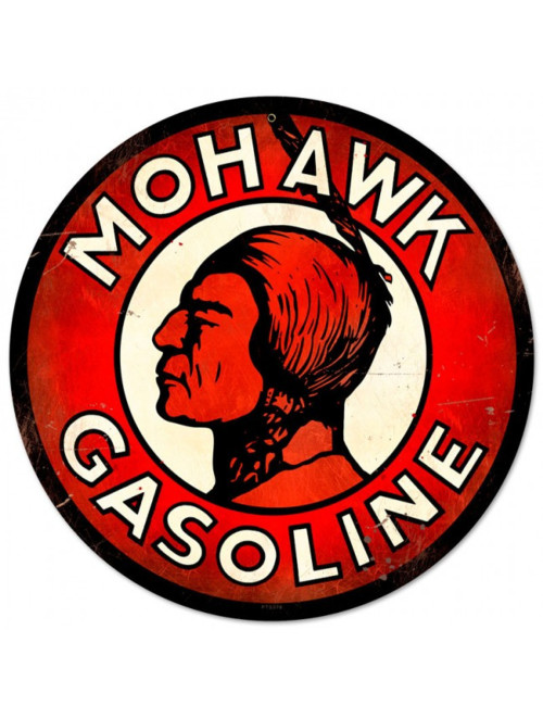 Mohawk Benzin Rundes Metallschild 14 x 14 Zoll