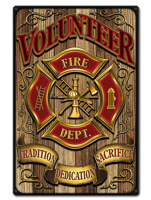 Volunteer Fire Dept Metal Sign 12 x 18 Inches