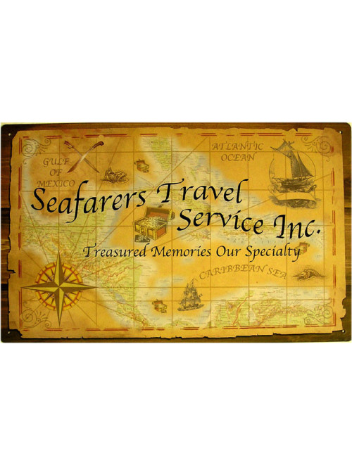 Seafarers Travel Service Inc.  Metal Sign