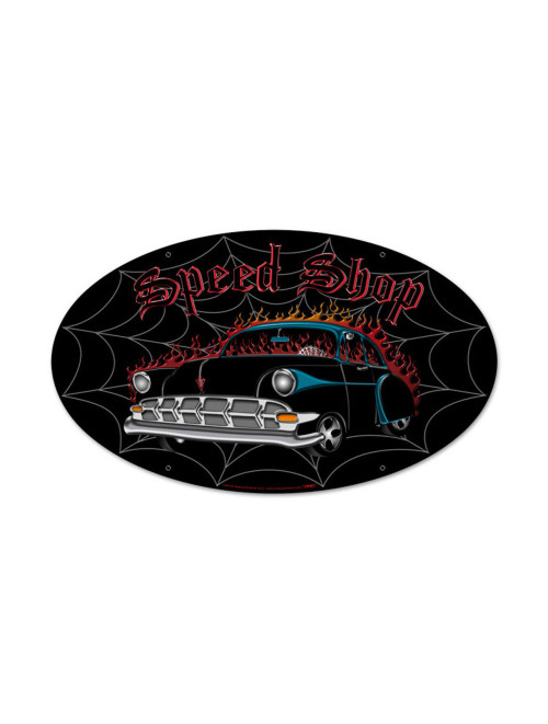 Speed Shop oval metal sign