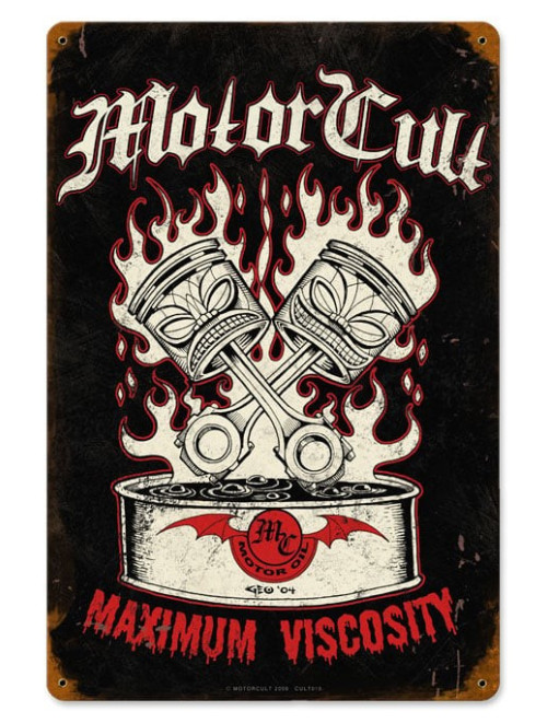 Motor Cult Maximum Viscosity Vintage Metal Sign
