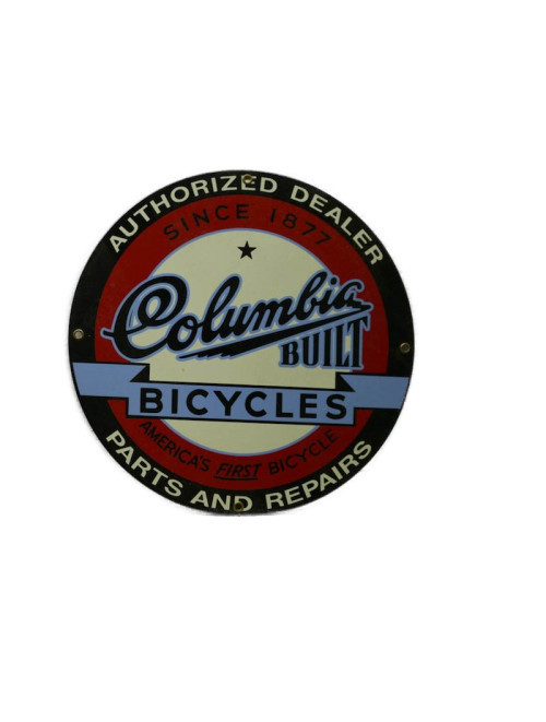Columbia Built Bicycles  Round   Metal Sign